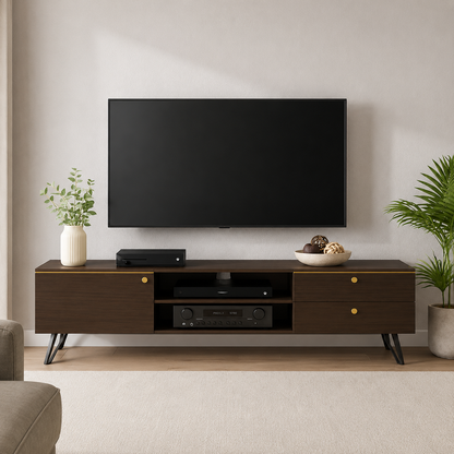 Celias Rustic Grand Walnut Entertainment TV Unit