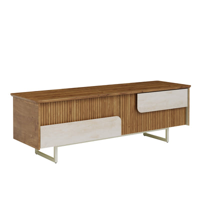 Celias Rustic Fluted Chestnut Marble TV Media Unit