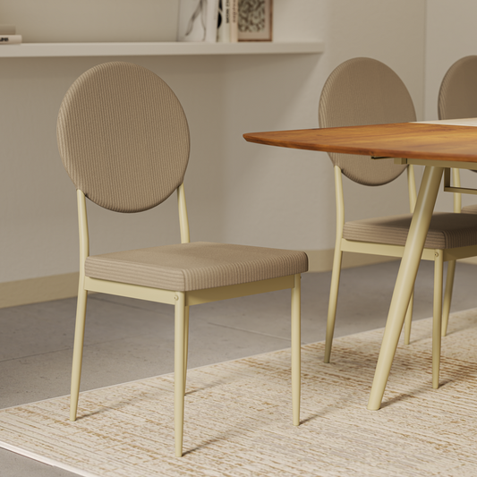 Celias Rustic Sculptural Ribbed Upholstered Dining Chair