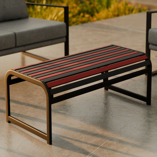 Celias Rustic Outdoor Slatted Patio Center Table