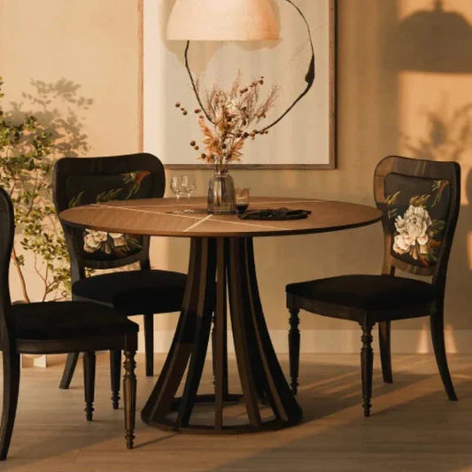 Celias Rustic Ebony Round Dining Table