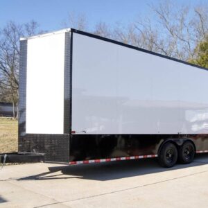 8.5×20 White V-Nose Enclosed Trailer with Blackout Pkg (2) 5,200lb Axles