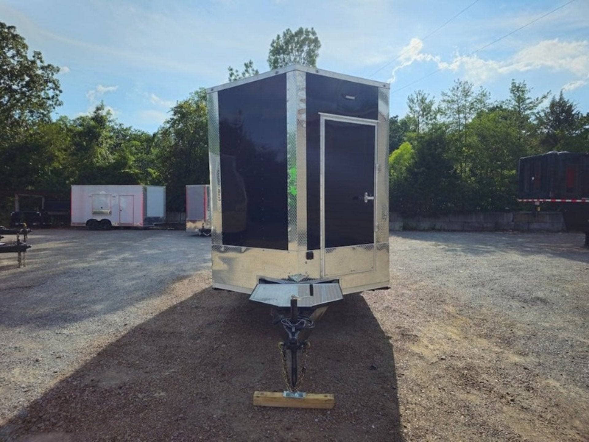 Custom Enclosed Trailer 8.5′ X 18′ Black W Silver Trim Display Show Event - Image 2