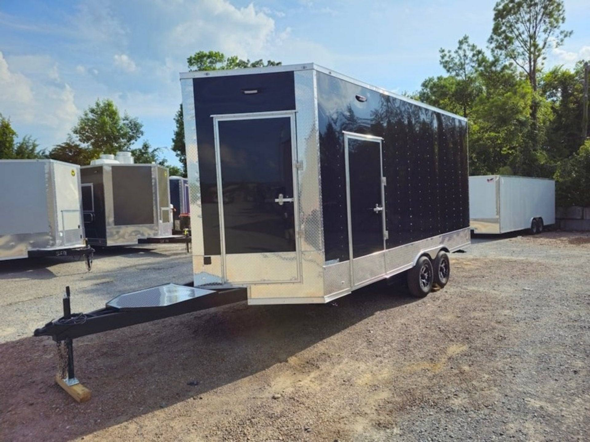 Custom Enclosed Trailer 8.5′ X 18′ Black W Silver Trim Display Show Event - Image 3