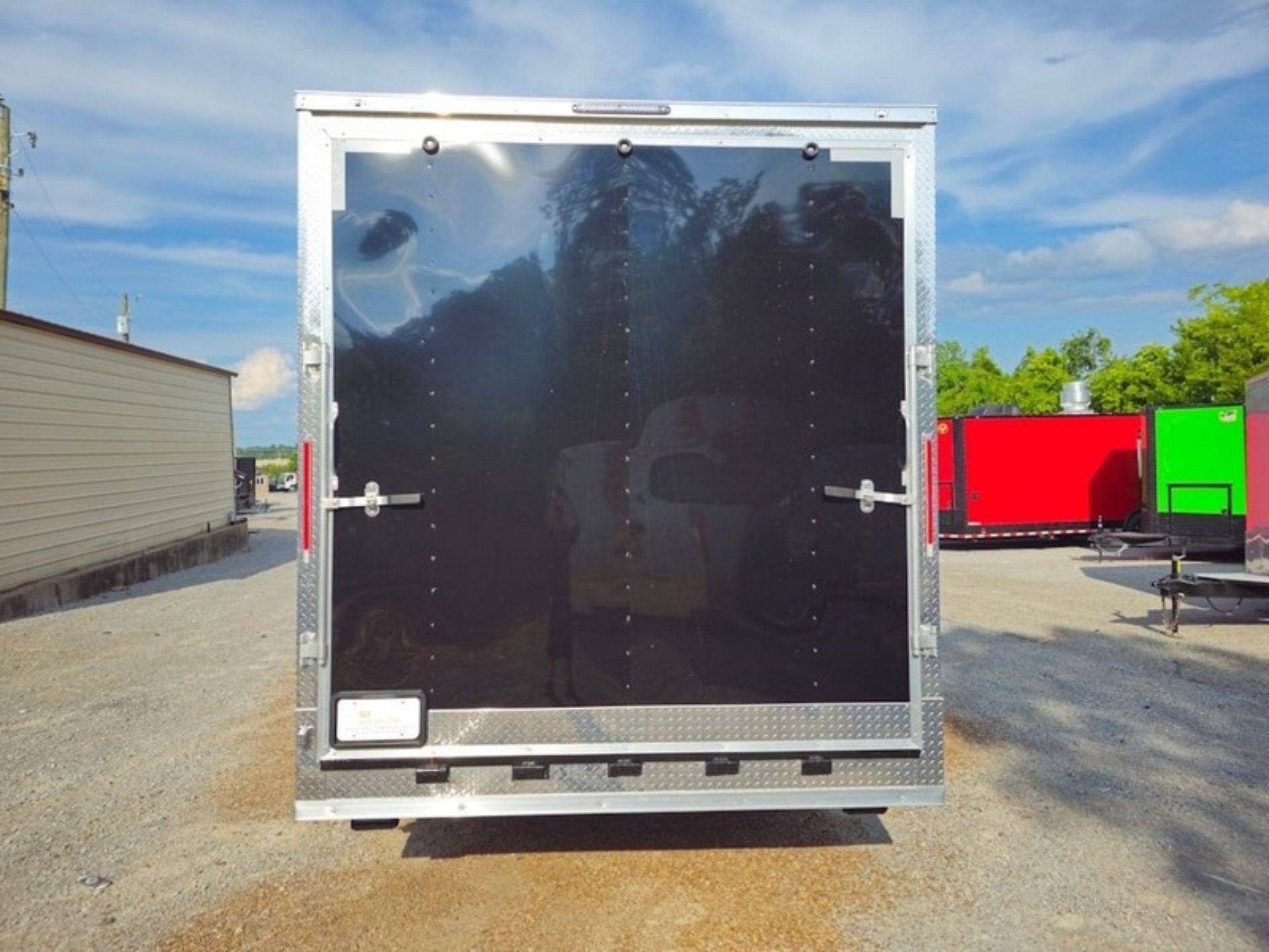 Custom Enclosed Trailer 8.5′ X 18′ Black W Silver Trim Display Show Event - Image 6