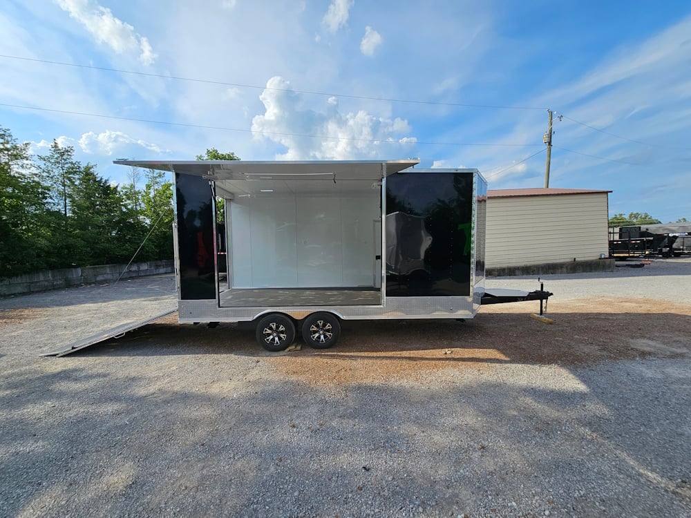 Custom Enclosed Trailer 8.5′ X 18′ Black W Silver Trim Display Show Event - Image 14