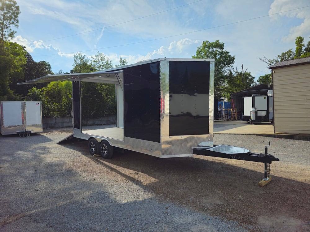 Custom Enclosed Trailer 8.5′ X 18′ Black W Silver Trim Display Show Event - Image 15