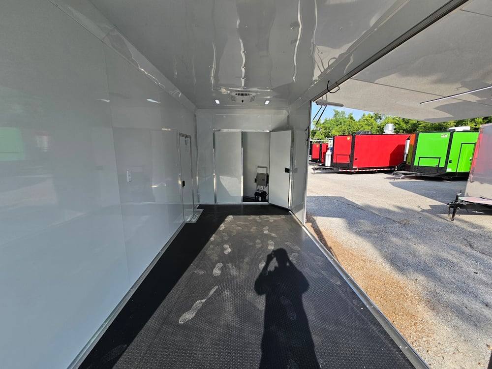 Custom Enclosed Trailer 8.5′ X 18′ Black W Silver Trim Display Show Event - Image 17