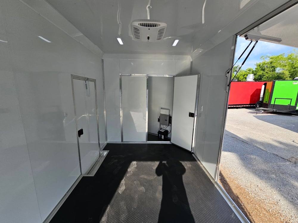 Custom Enclosed Trailer 8.5′ X 18′ Black W Silver Trim Display Show Event - Image 19