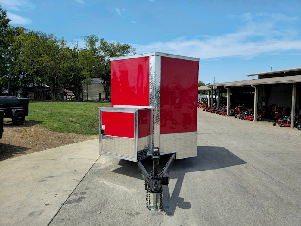 Enclosed Trailer 7′ X 20′ Red Hybrid Motorcycle Event With Roof - Image 2