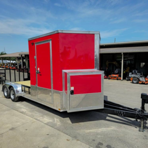 Enclosed Trailer 7′ X 20′ Red Hybrid Trailer Landscaping Equipment etc..