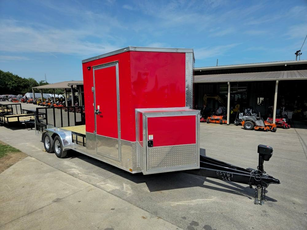 Enclosed Trailer 7′ X 20′ Red Hybrid Trailer Landscaping Equipment etc..