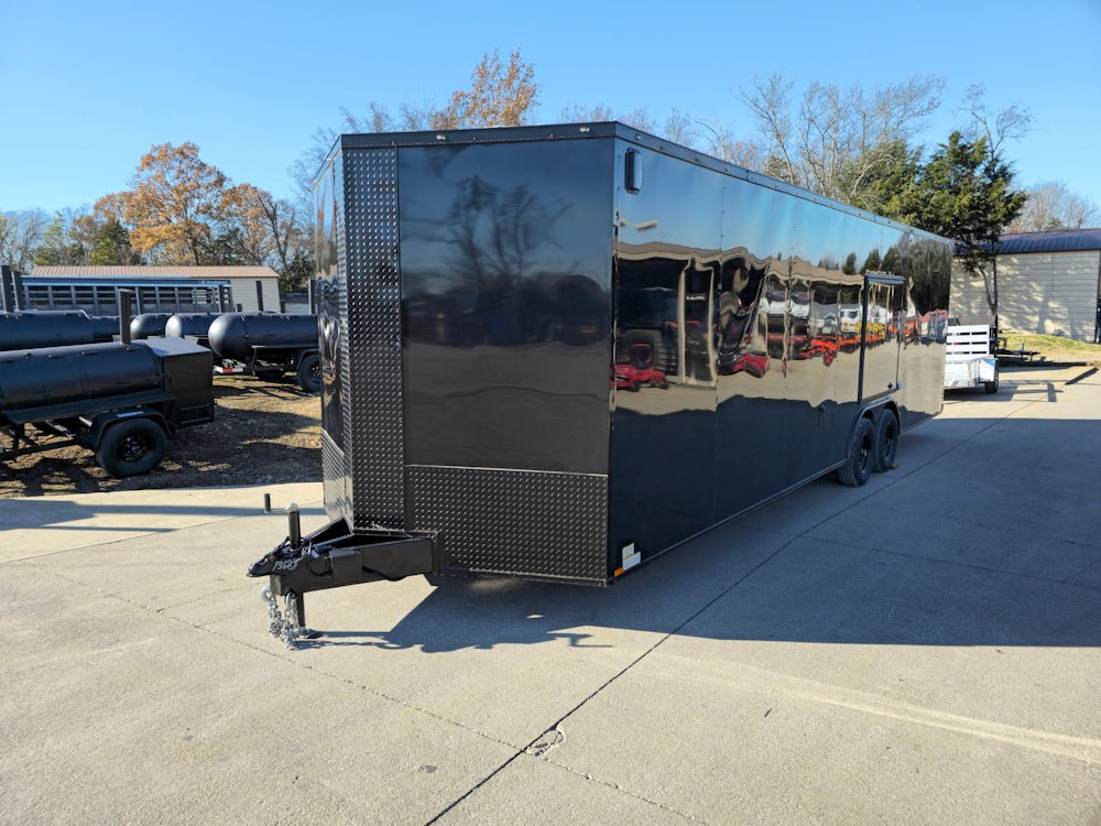 8.5×28 V-Nose Enclosed Trailer Black Out and Escape Door (2) 5,200lb Axles - Image 3