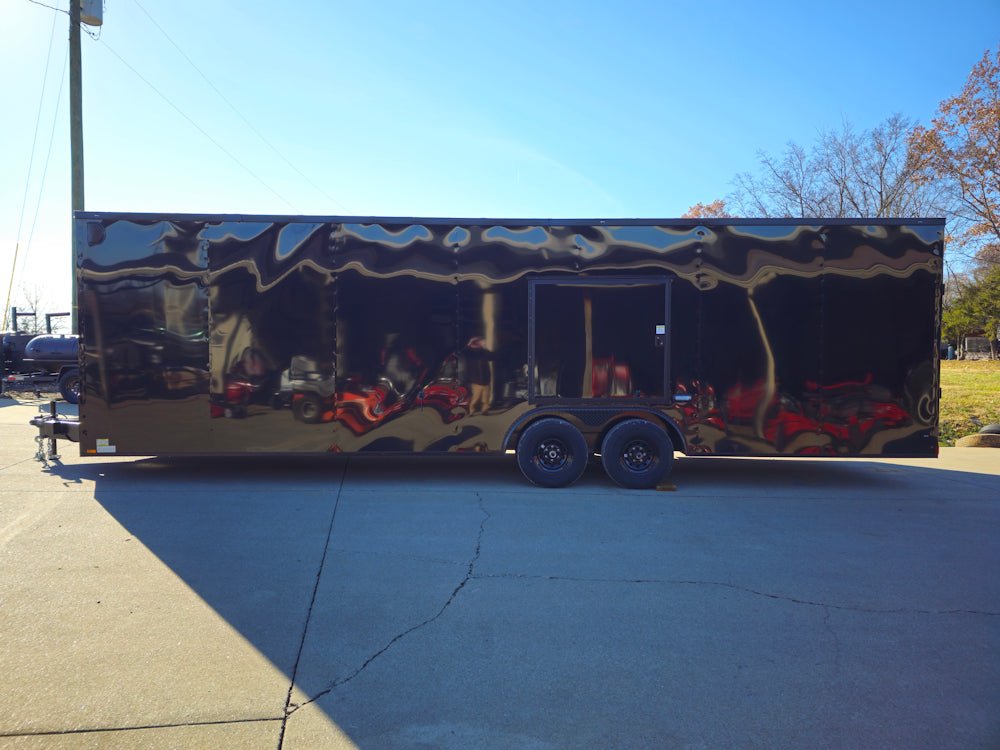 8.5×28 V-Nose Enclosed Trailer Black Out and Escape Door (2) 5,200lb Axles - Image 7
