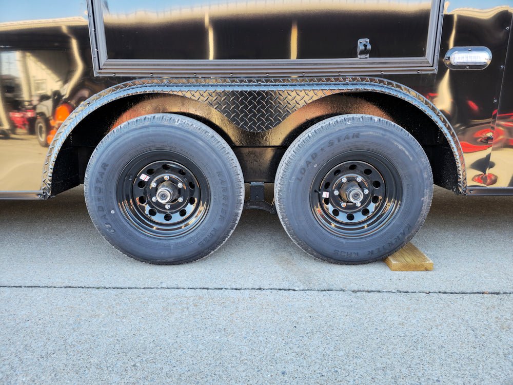 8.5×28 V-Nose Enclosed Trailer Black Out and Escape Door (2) 5,200lb Axles - Image 9
