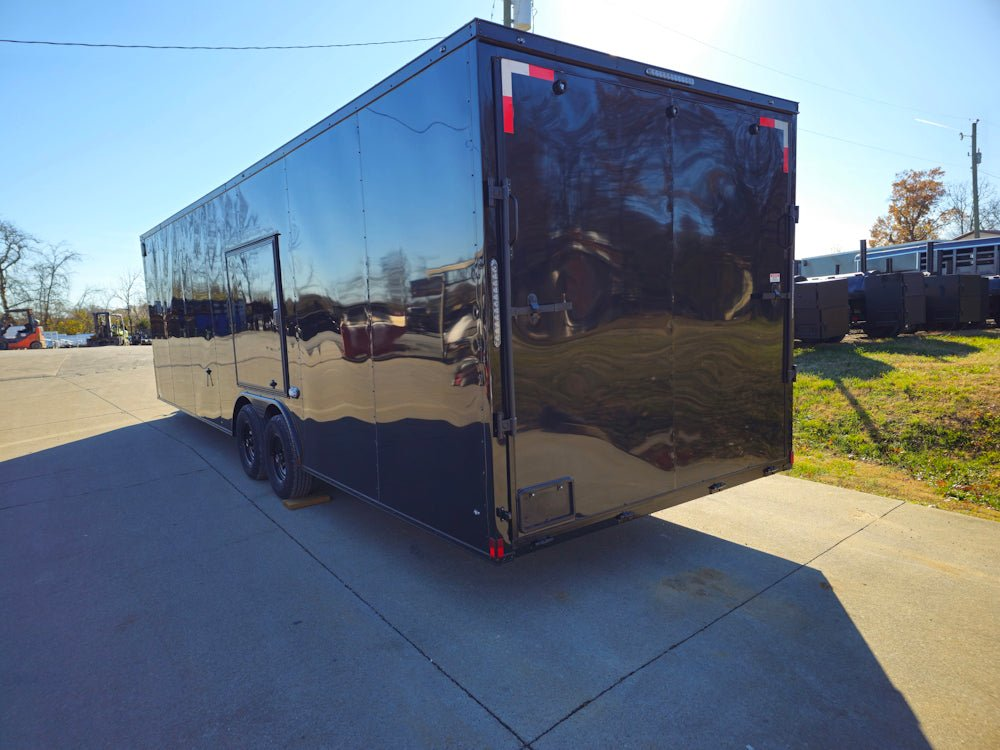 8.5×28 V-Nose Enclosed Trailer Black Out and Escape Door (2) 5,200lb Axles - Image 6