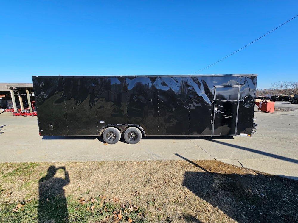 8.5×28 V-Nose Enclosed Trailer Black Out and Escape Door (2) 5,200lb Axles - Image 11