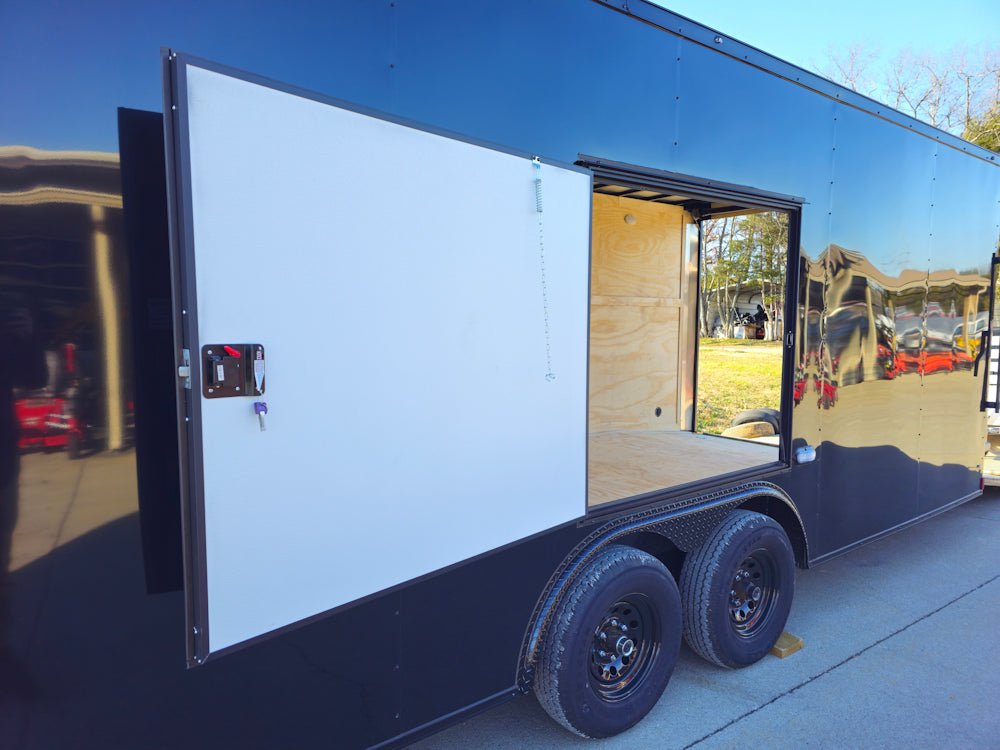 8.5×28 V-Nose Enclosed Trailer Black Out and Escape Door (2) 5,200lb Axles - Image 29