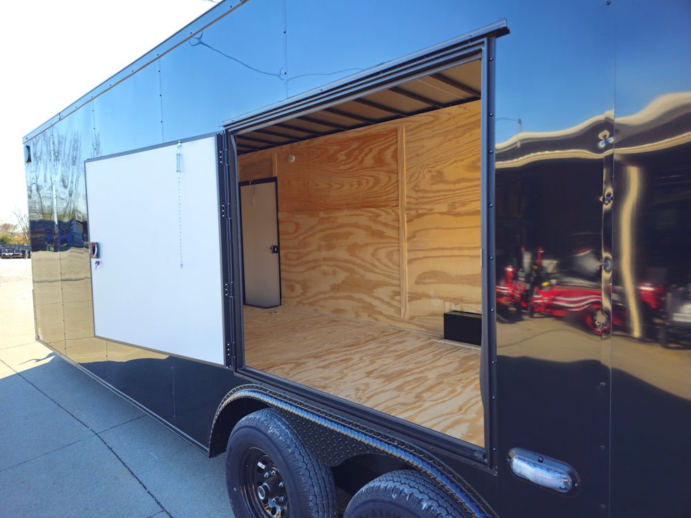 8.5×28 V-Nose Enclosed Trailer Black Out and Escape Door (2) 5,200lb Axles - Image 30