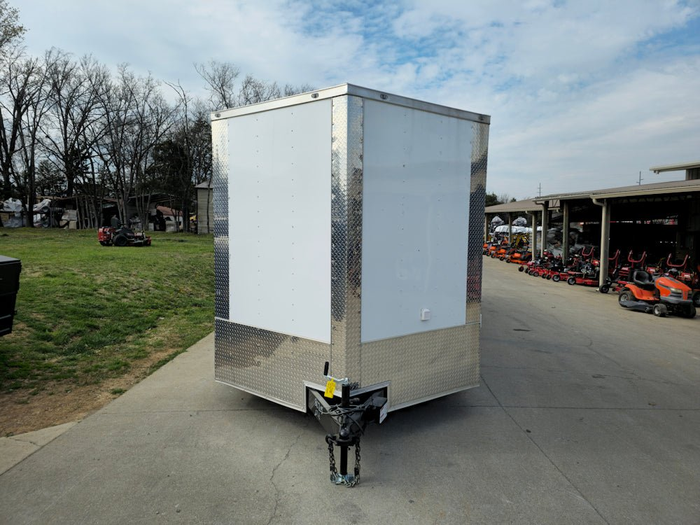 8.5×26 V-Nose White Enclosed Trailer (2) 7K Axles 50 AMP Electrical Package & Cabinets - Image 2