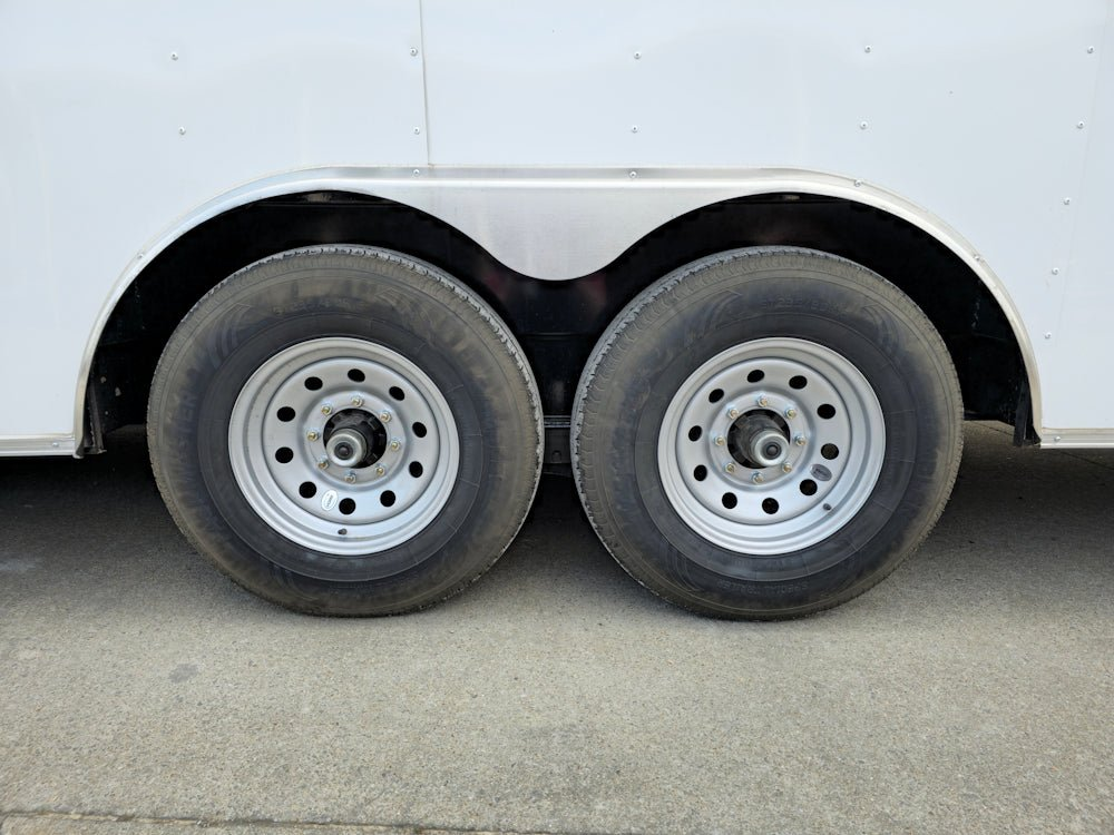 8.5×26 V-Nose White Enclosed Trailer (2) 7K Axles 50 AMP Electrical Package & Cabinets - Image 4