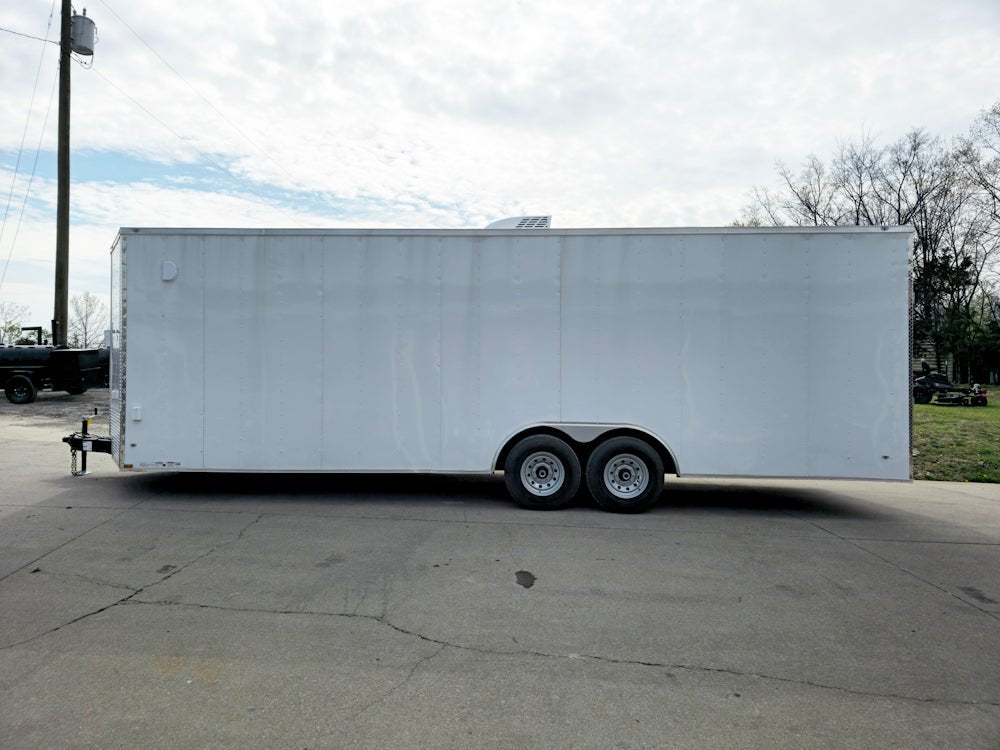 8.5×26 V-Nose White Enclosed Trailer (2) 7K Axles 50 AMP Electrical Package & Cabinets - Image 5