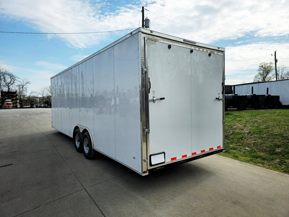 8.5×26 V-Nose White Enclosed Trailer (2) 7K Axles 50 AMP Electrical Package & Cabinets - Image 6