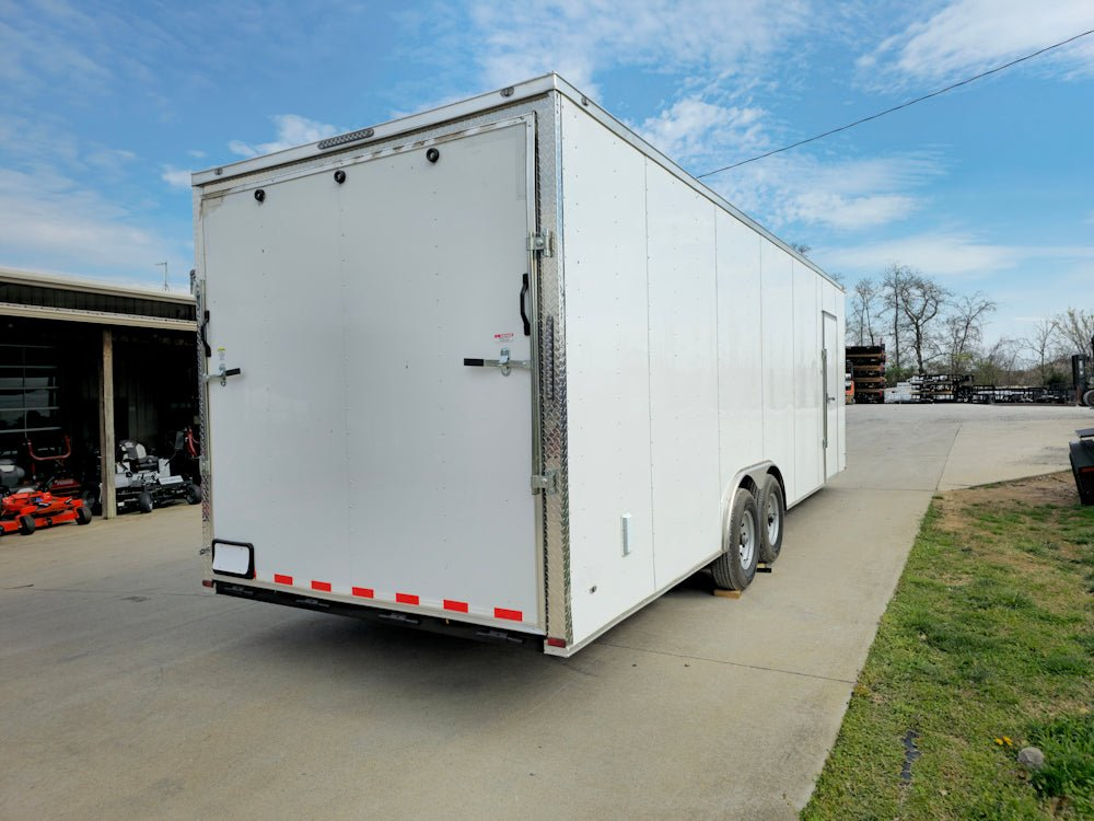 8.5×26 V-Nose White Enclosed Trailer (2) 7K Axles 50 AMP Electrical Package & Cabinets - Image 8