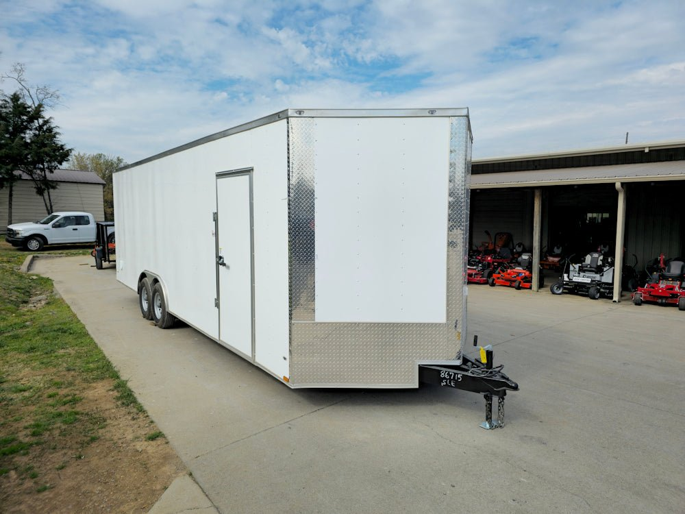 8.5×26 V-Nose White Enclosed Trailer (2) 7K Axles 50 AMP Electrical Package & Cabinets - Image 10