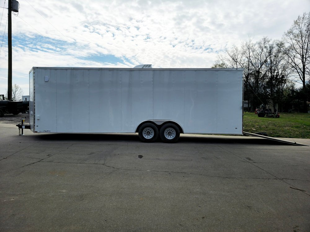 8.5×26 V-Nose White Enclosed Trailer (2) 7K Axles 50 AMP Electrical Package & Cabinets - Image 12