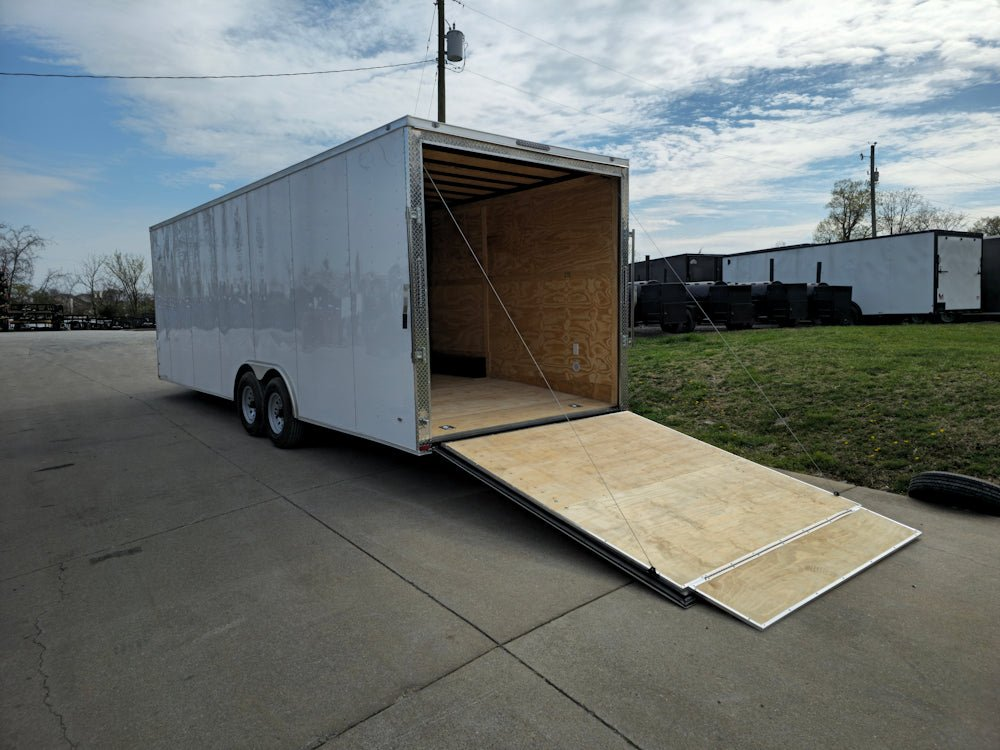 8.5×26 V-Nose White Enclosed Trailer (2) 7K Axles 50 AMP Electrical Package & Cabinets - Image 13