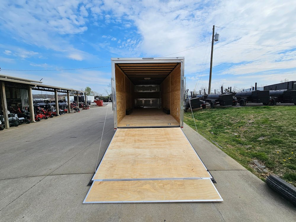 8.5×26 V-Nose White Enclosed Trailer (2) 7K Axles 50 AMP Electrical Package & Cabinets - Image 14