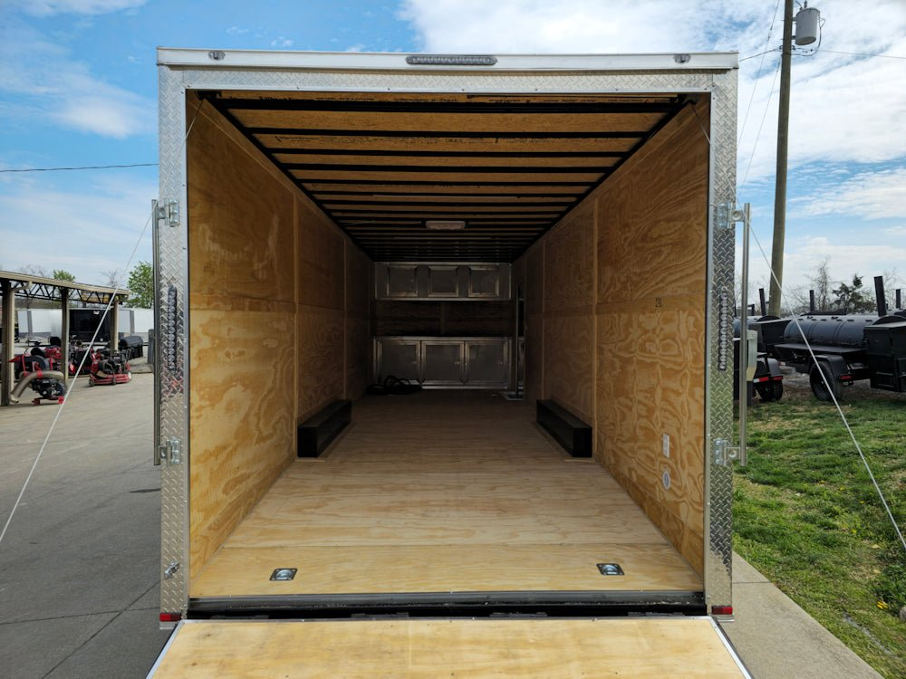 8.5×26 V-Nose White Enclosed Trailer (2) 7K Axles 50 AMP Electrical Package & Cabinets - Image 15