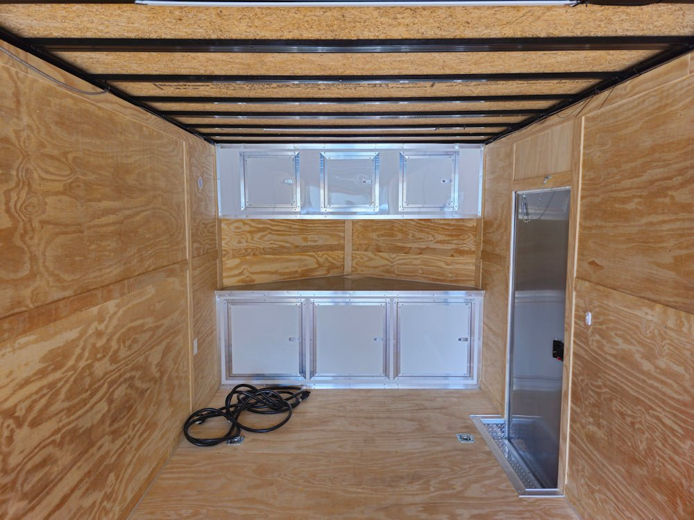 8.5×26 V-Nose White Enclosed Trailer (2) 7K Axles 50 AMP Electrical Package & Cabinets - Image 17