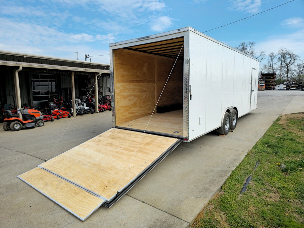 8.5×26 V-Nose White Enclosed Trailer (2) 7K Axles 50 AMP Electrical Package & Cabinets - Image 23