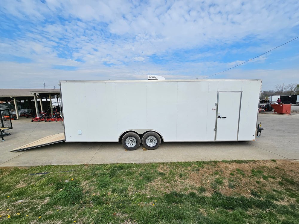 8.5×26 V-Nose White Enclosed Trailer (2) 7K Axles 50 AMP Electrical Package & Cabinets - Image 24