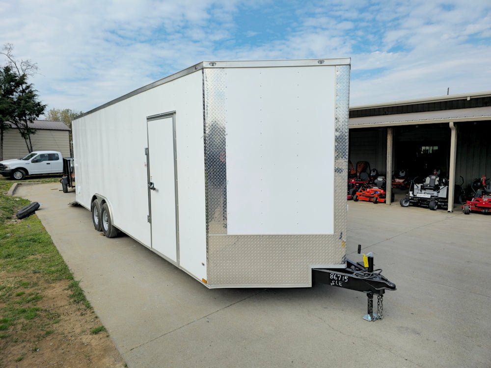 8.5×26 V-Nose White Enclosed Trailer (2) 7K Axles 50 AMP Electrical Package & Cabinets - Image 25