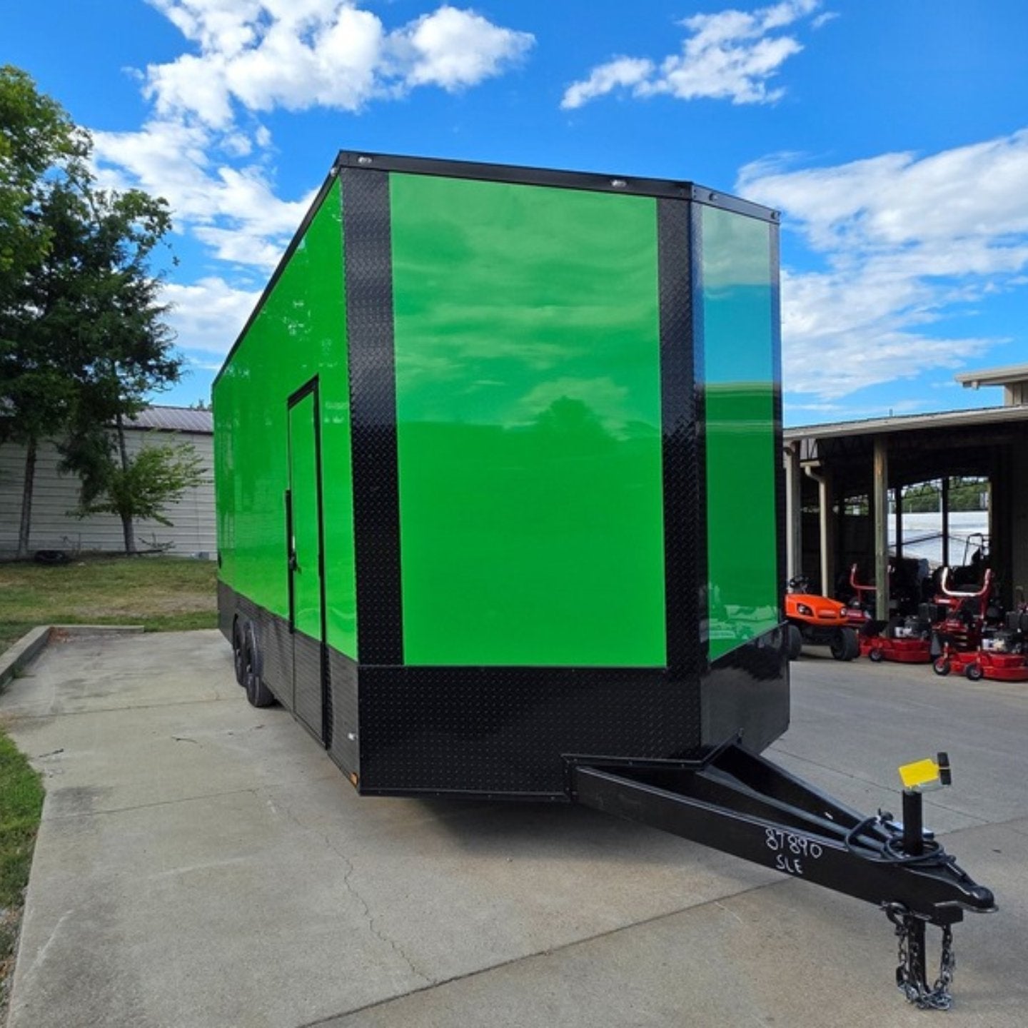 8.5×24 Lime Green w/ Blackout V-Nose Car Hauler Enclosed Trailer 9ft Interior (2) 5,200lb Axles - Image 2