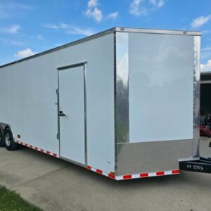 8.5×28 V Nose White Enclosed Trailer 7,000lb Axles Silver ATP