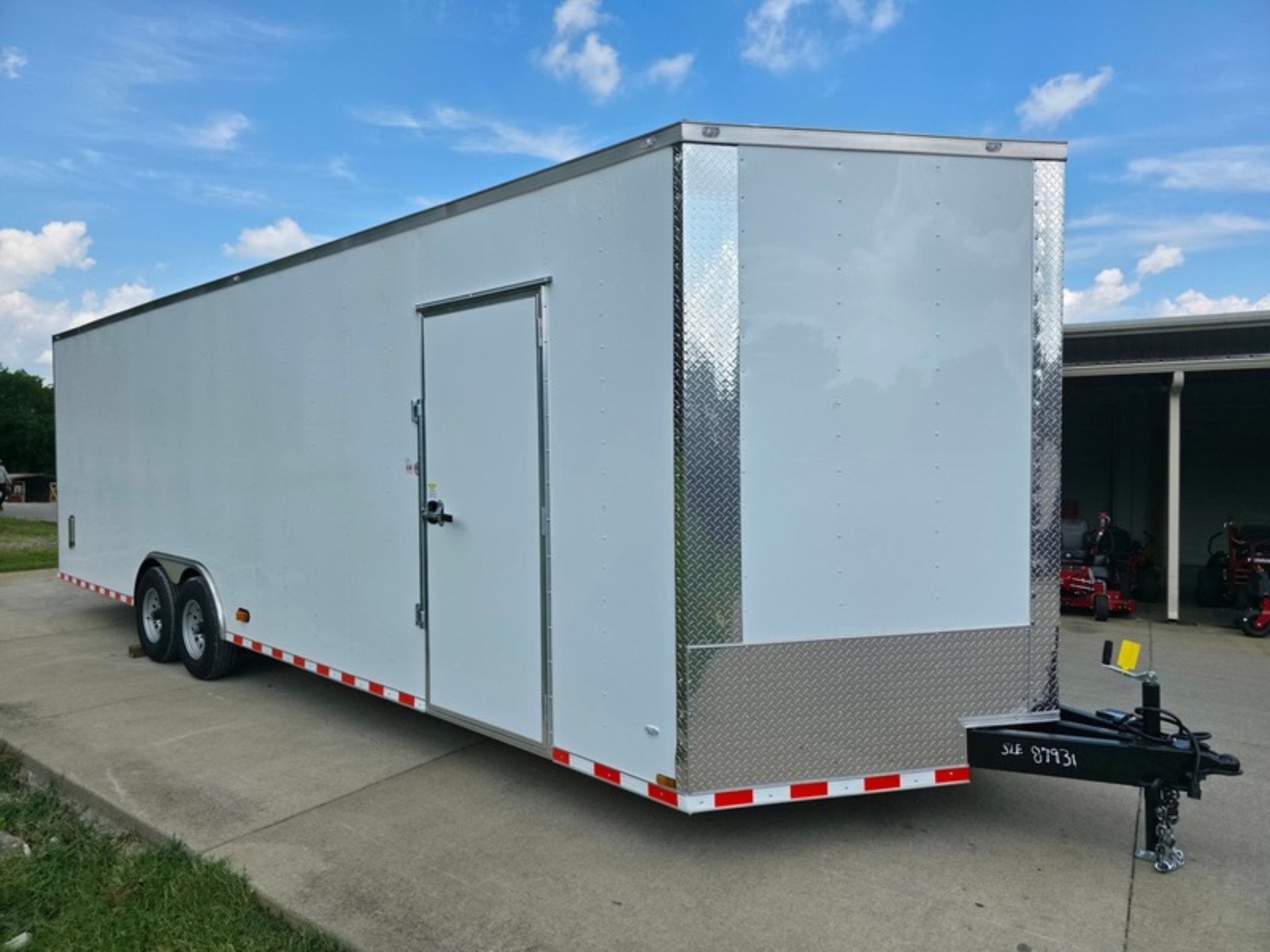 8.5×28 V Nose White Enclosed Trailer 7,000lb Axles Silver ATP