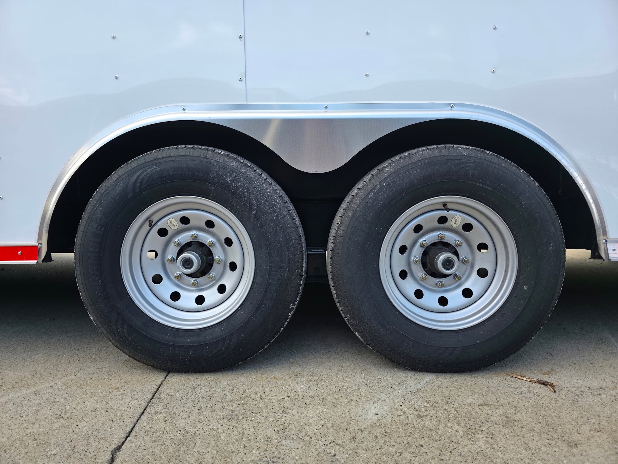 8.5×28 V Nose White Enclosed Trailer 7,000lb Axles Silver ATP - Image 25