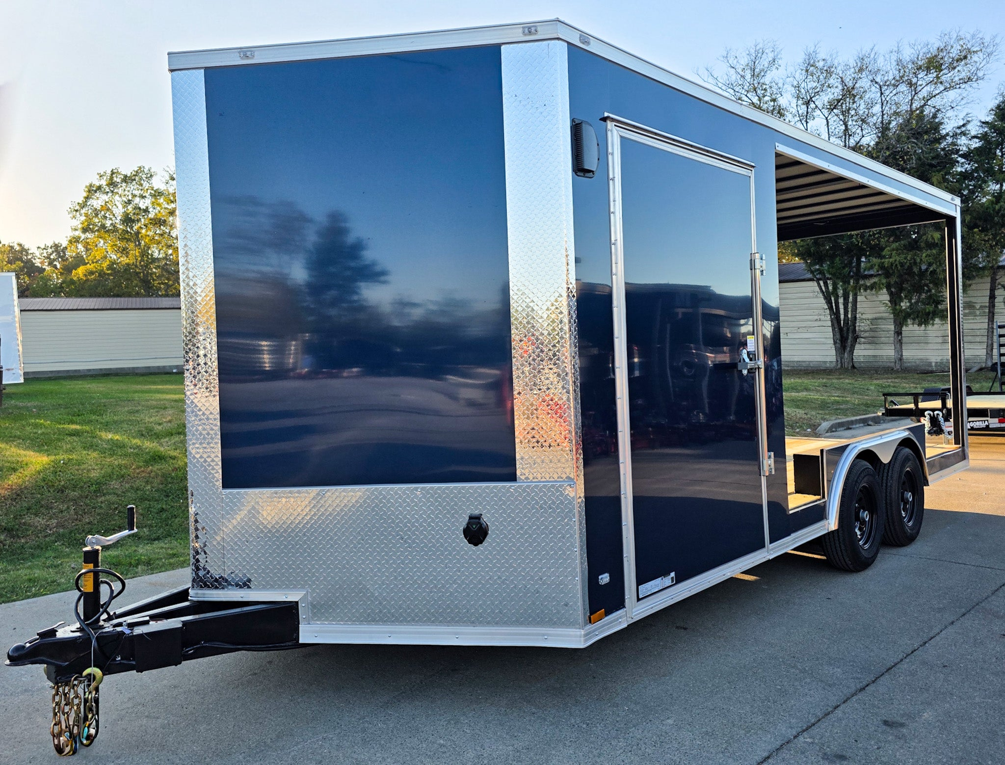 8.5×18 Indigo Enclosed Trailer Hybrid V-Nose with Roof (2)5,200LB Axles