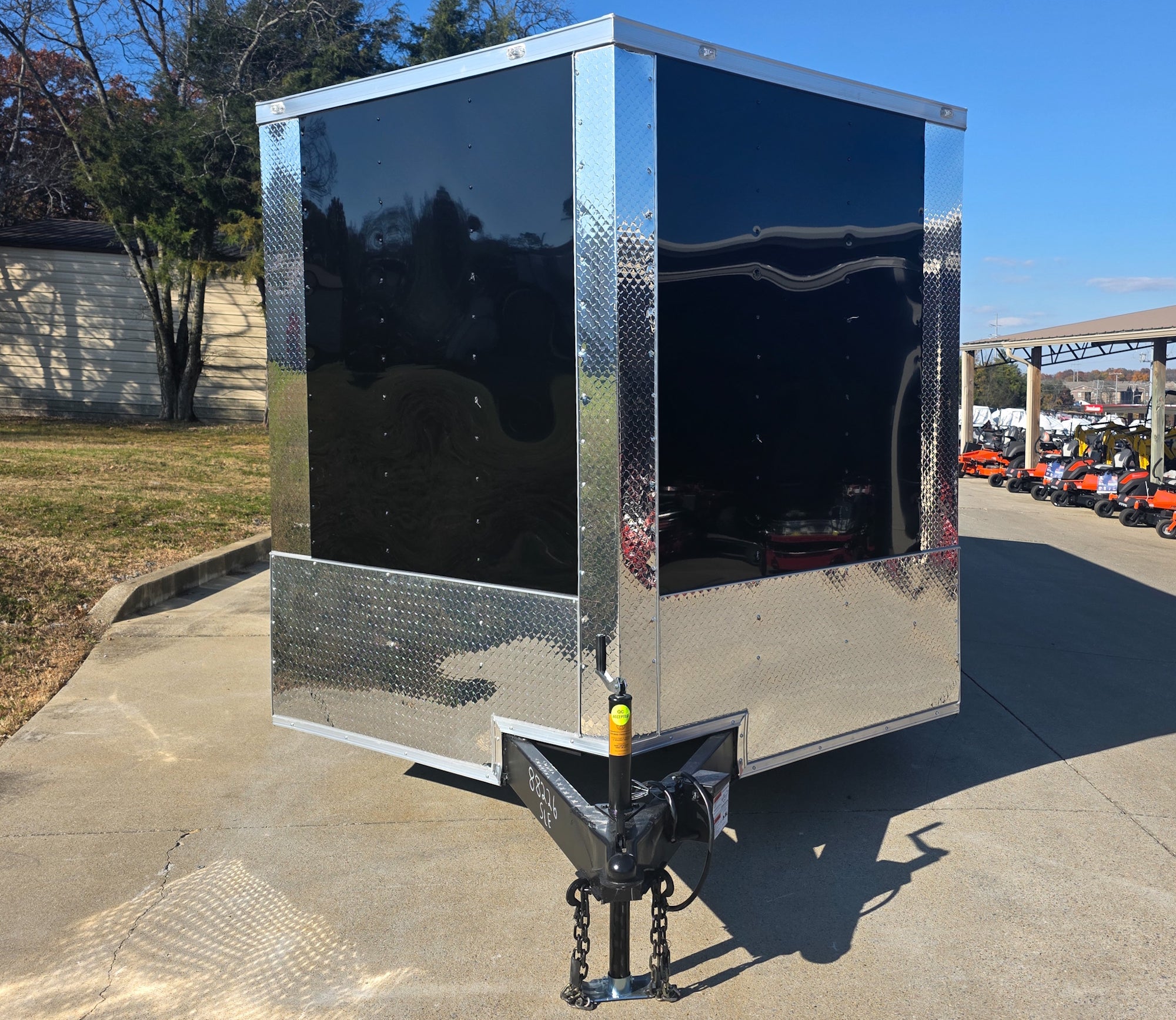 8.5×20 Black V-Nose Enclosed Trailer with Silver ATP (2) 52000lb Axles - Image 2