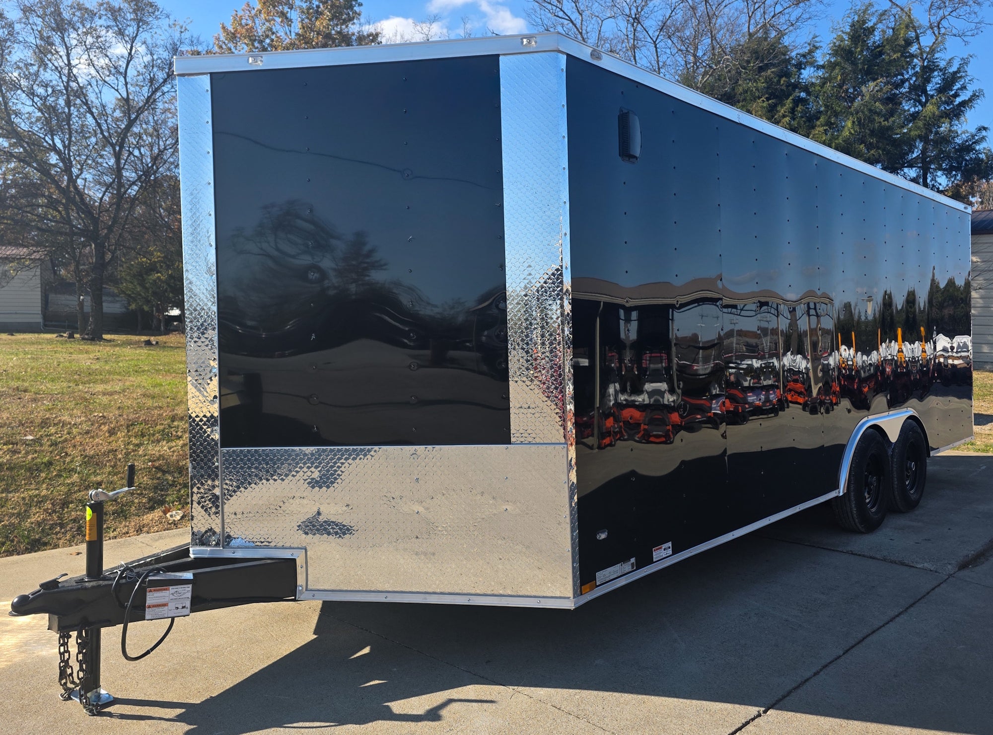 8.5×20 Black V-Nose Enclosed Trailer with Silver ATP (2) 52000lb Axles - Image 3