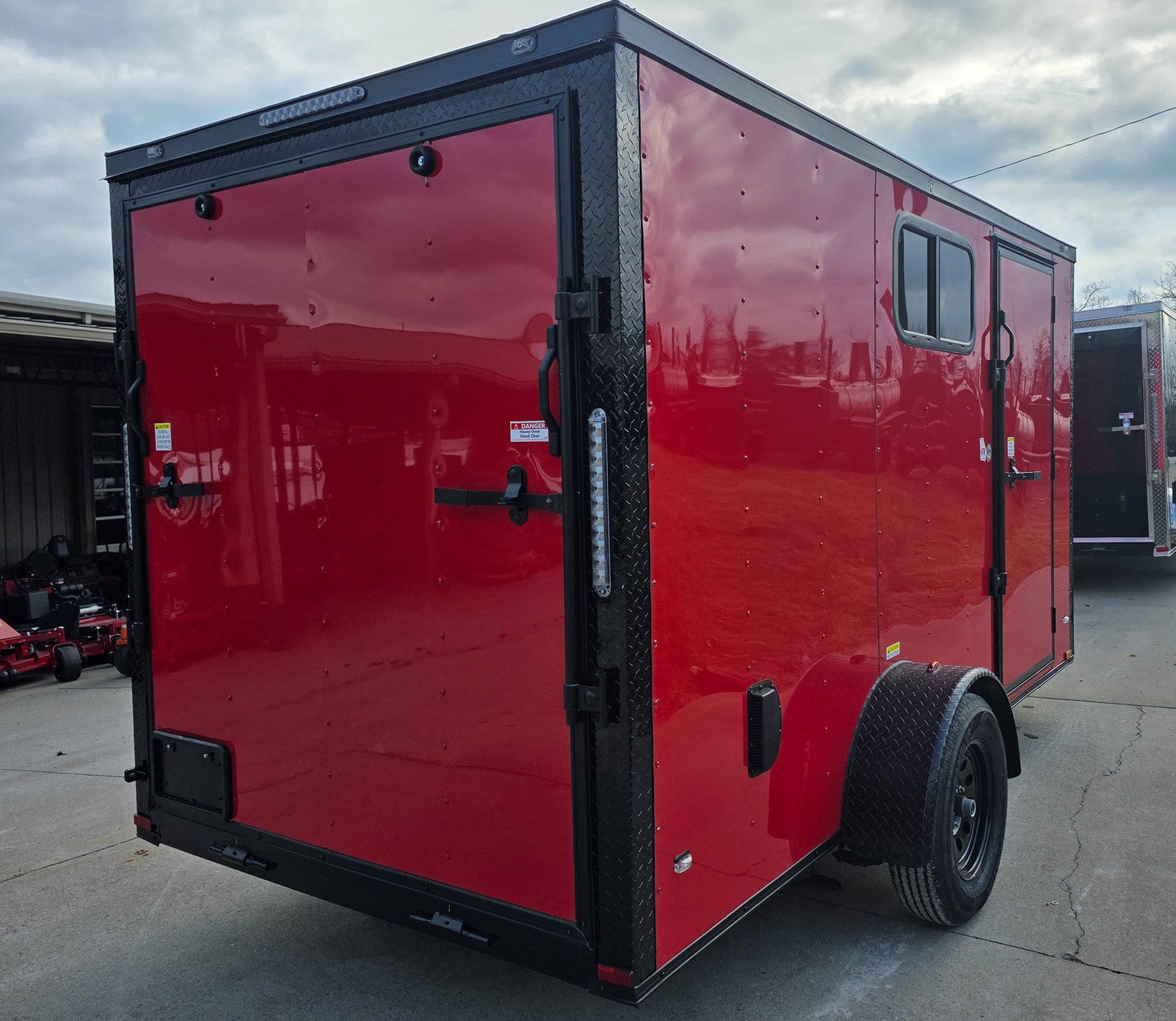 6×12 Enclosed Trailer Red V-Nose Blackout Package (1) 3,500lb Axle with Windows - Image 8