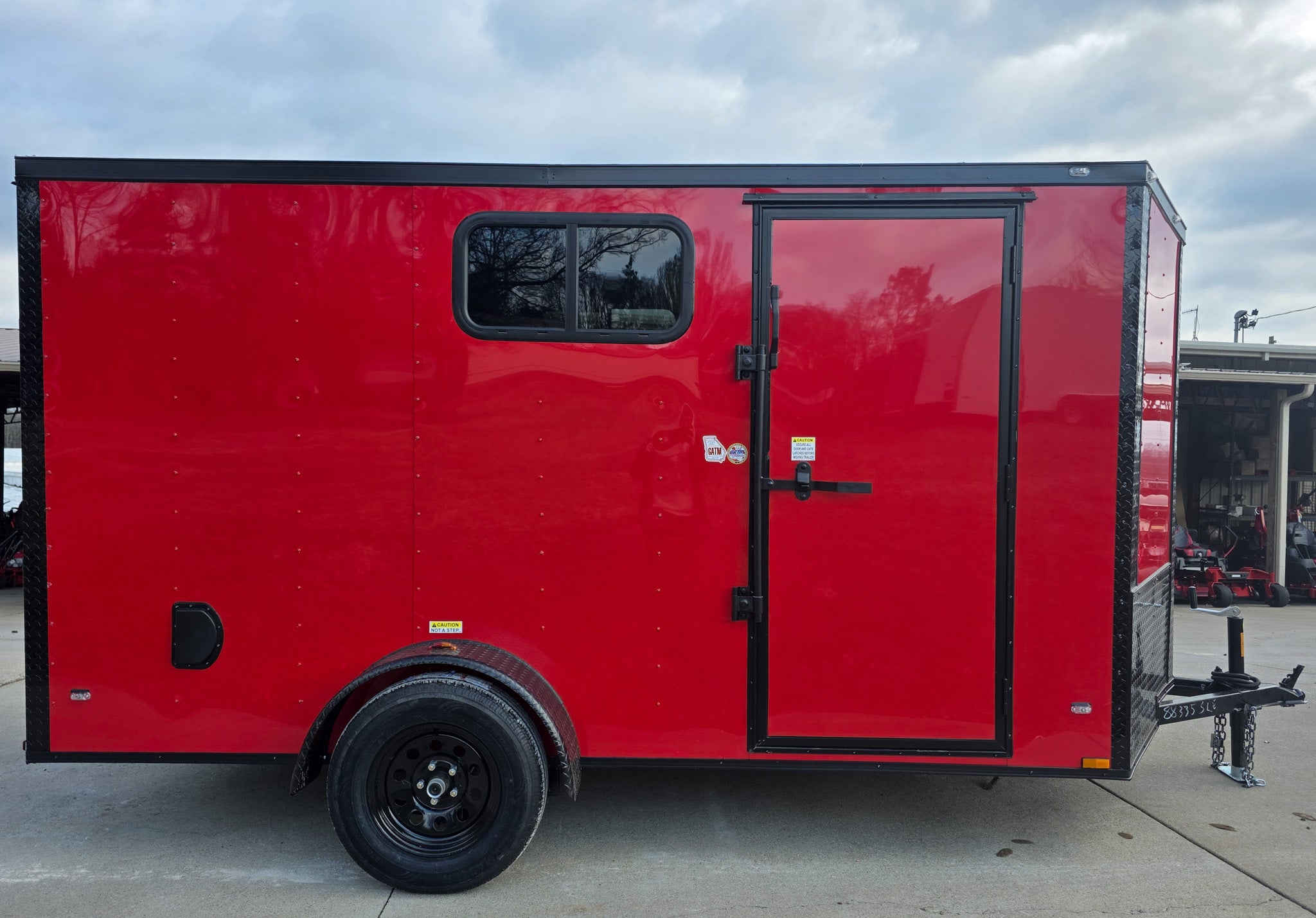 6×12 Enclosed Trailer Red V-Nose Blackout Package (1) 3,500lb Axle with Windows - Image 5