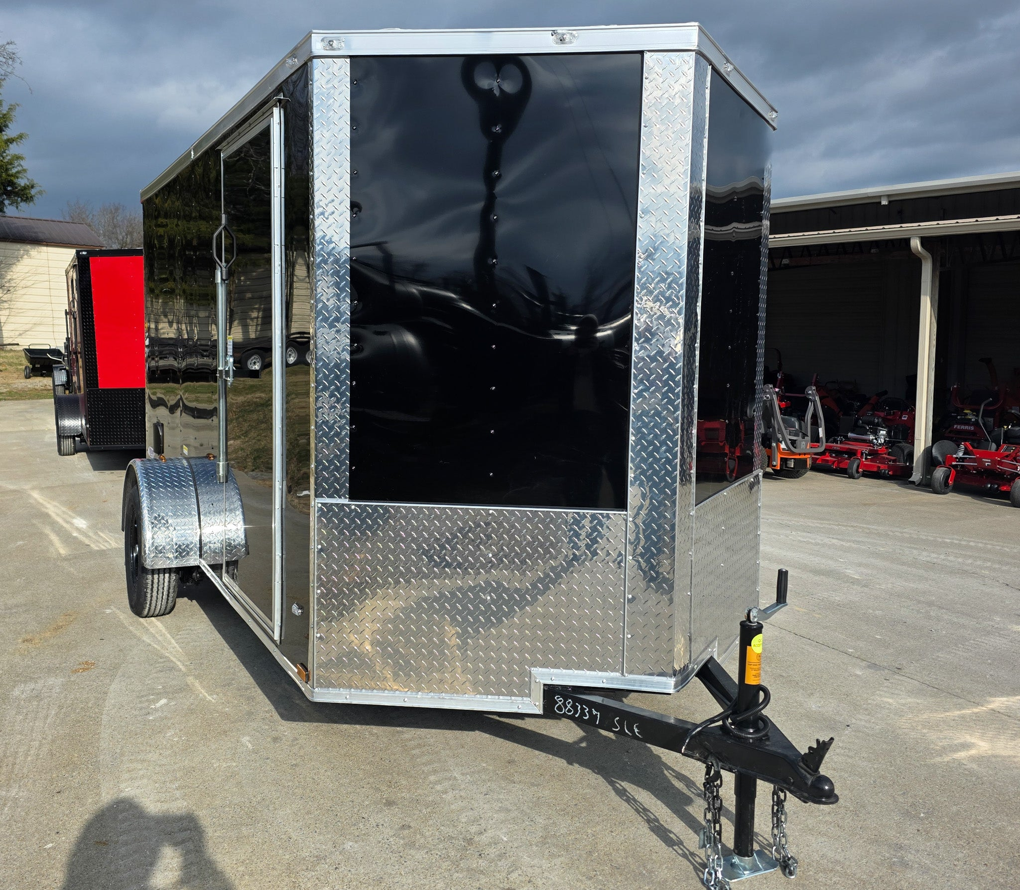 6×12 Black V-Nose Enclosed Trailer with Silver ATP (1) 3,500lb Axle - Image 3