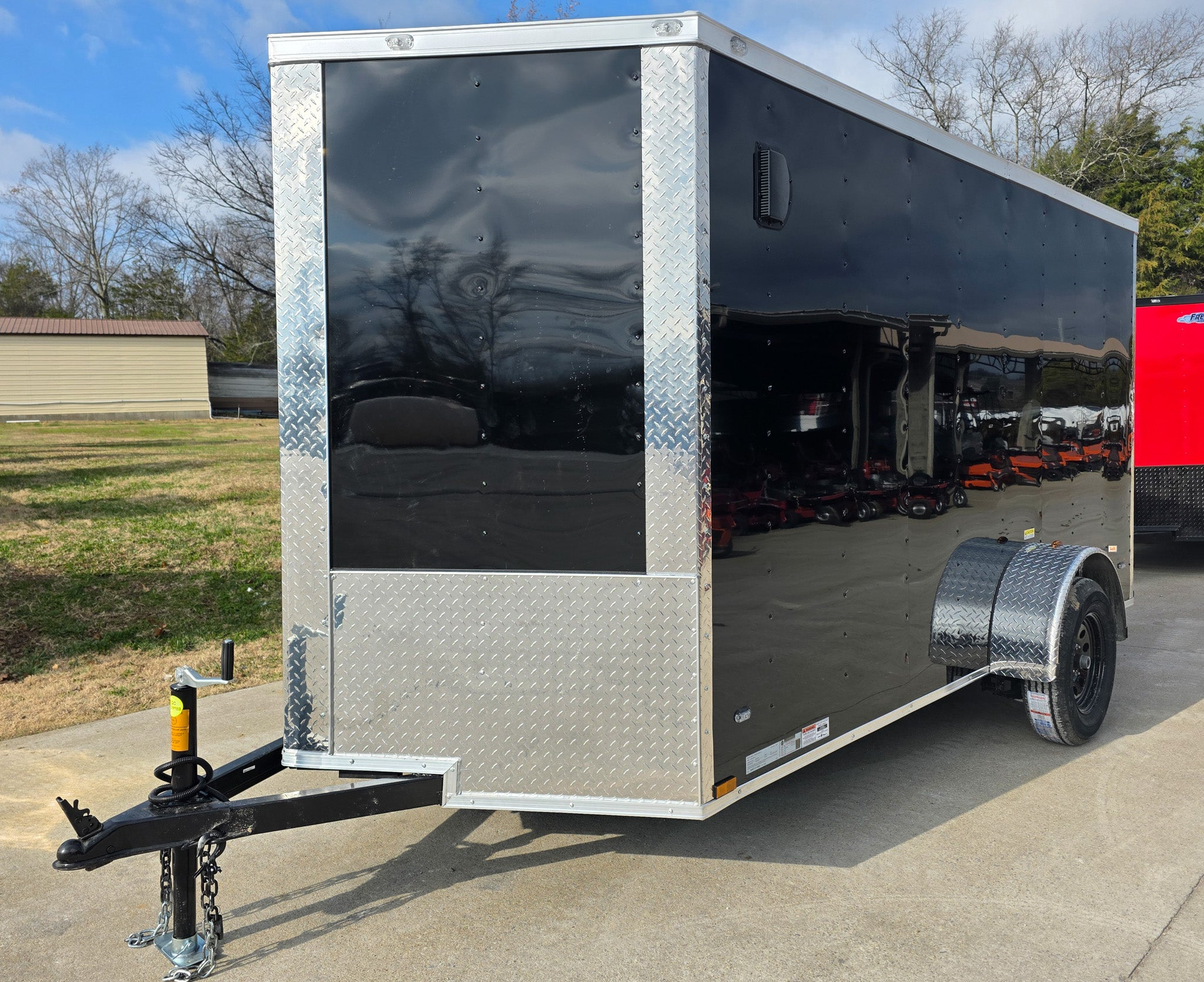 6×12 Black V-Nose Enclosed Trailer with Silver ATP (1) 3,500lb Axle