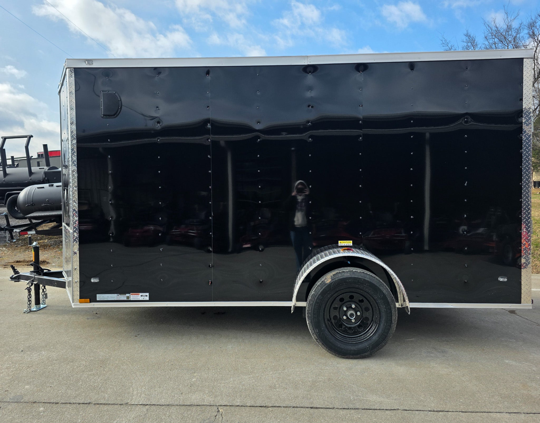 6×12 Black V-Nose Enclosed Trailer with Silver ATP (1) 3,500lb Axle - Image 4