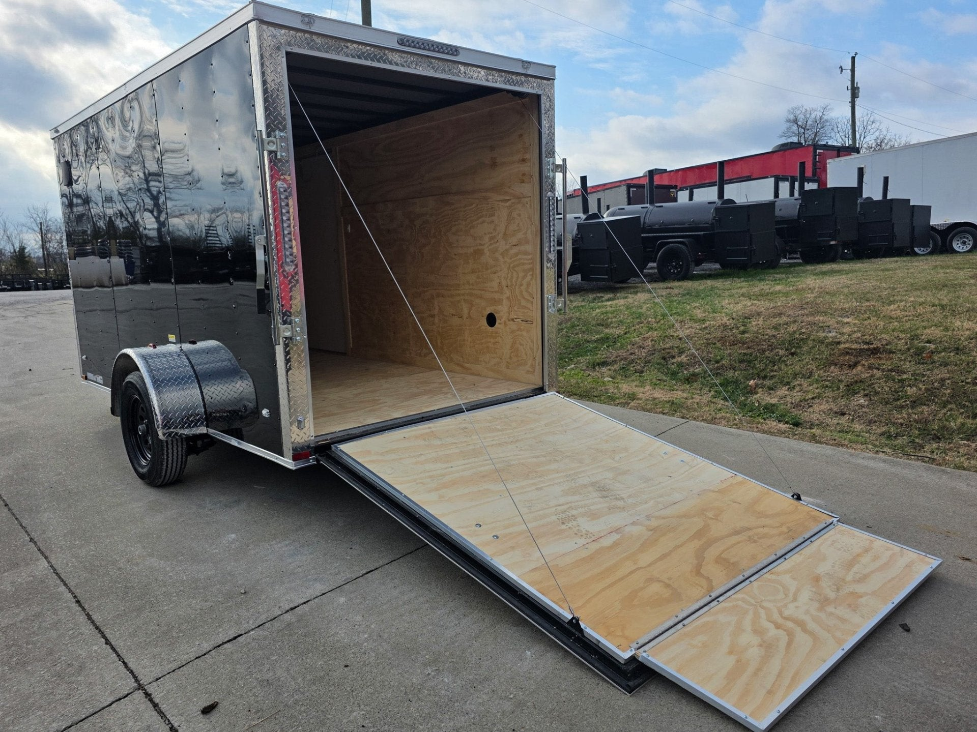 6×12 Black V-Nose Enclosed Trailer with Silver ATP (1) 3,500lb Axle - Image 10